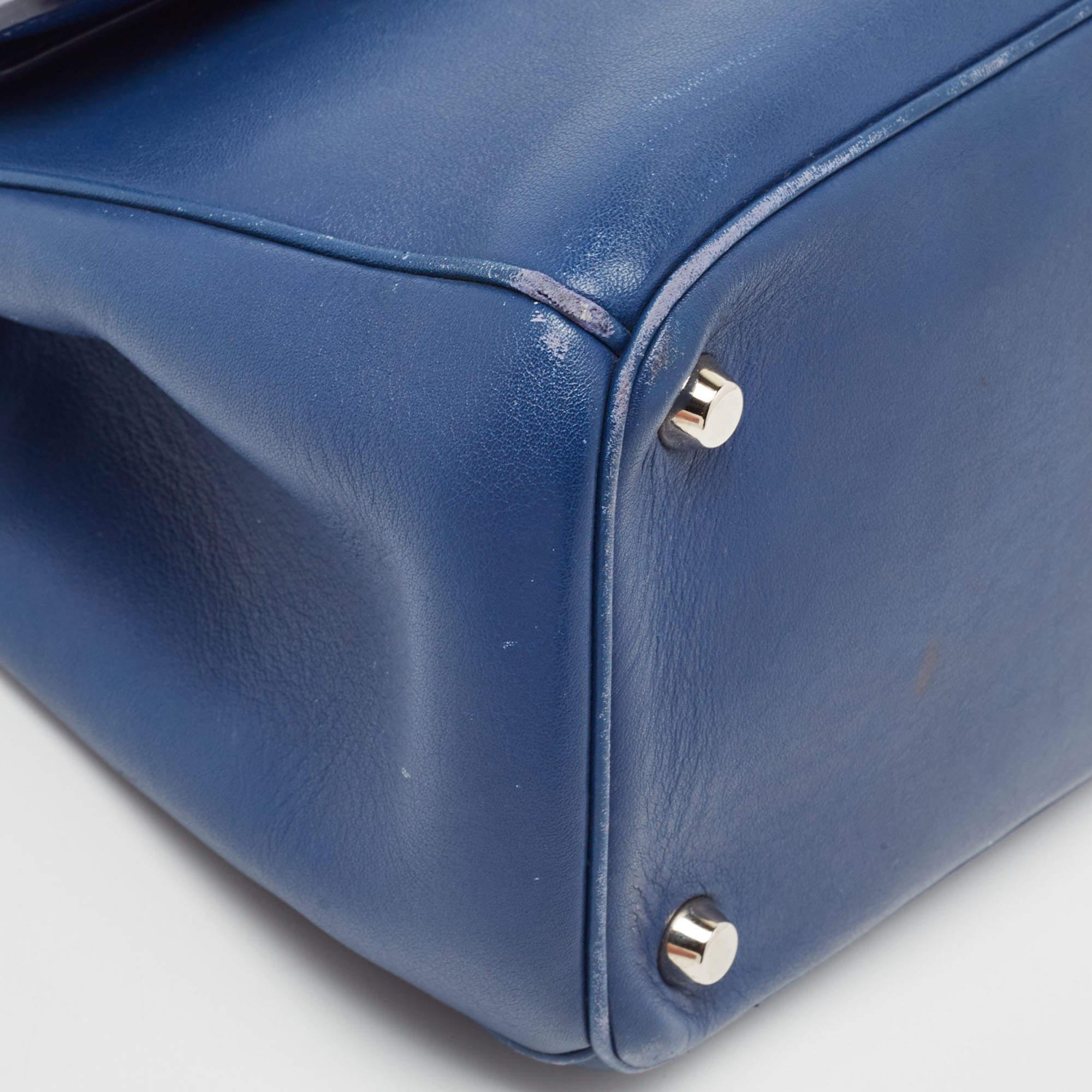 Dior Blue/Green Leather Small Be Dior Flap Top Handle Bag en vente 6