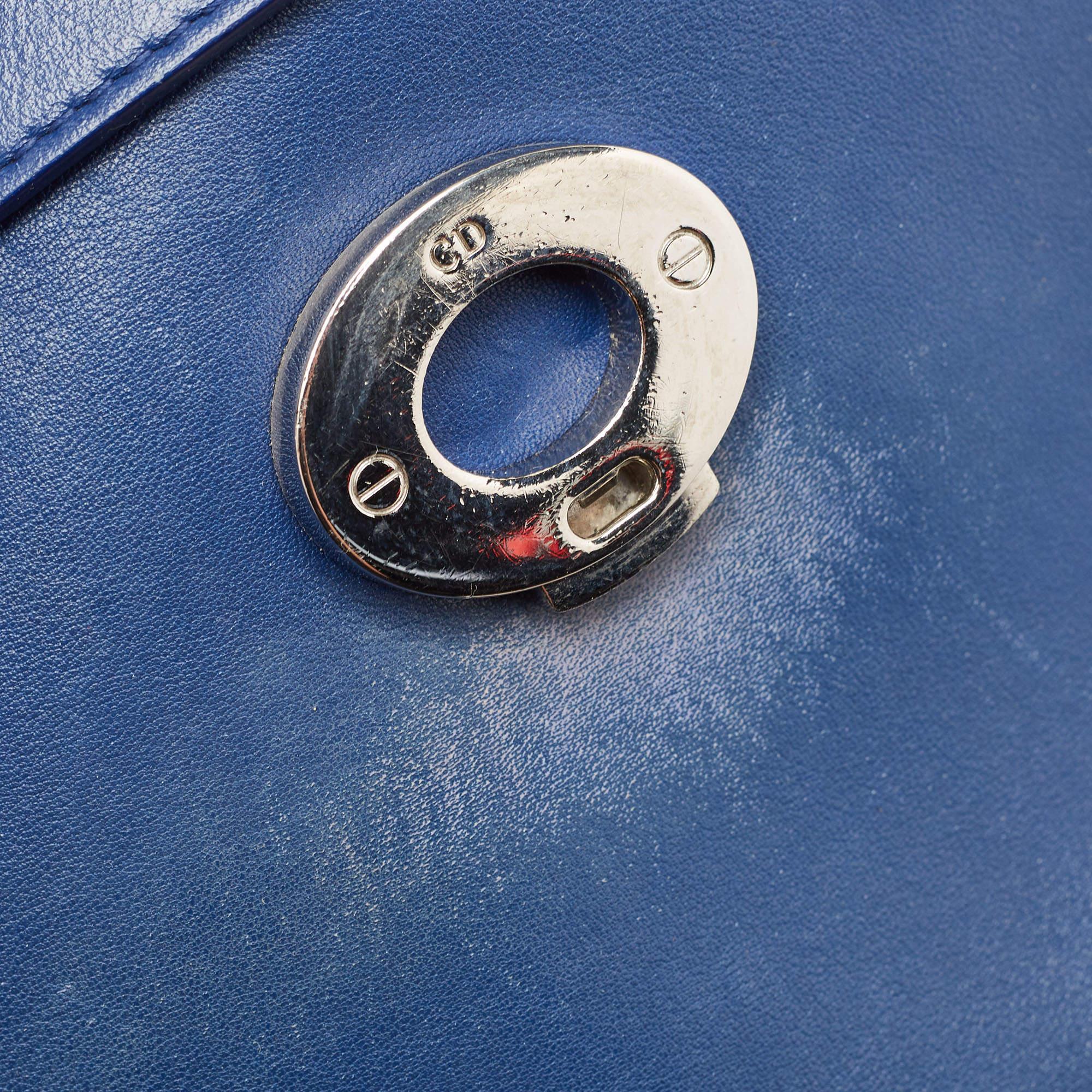 Dior Blue/Green Leather Small Be Dior Flap Top Handle Bag en vente 7