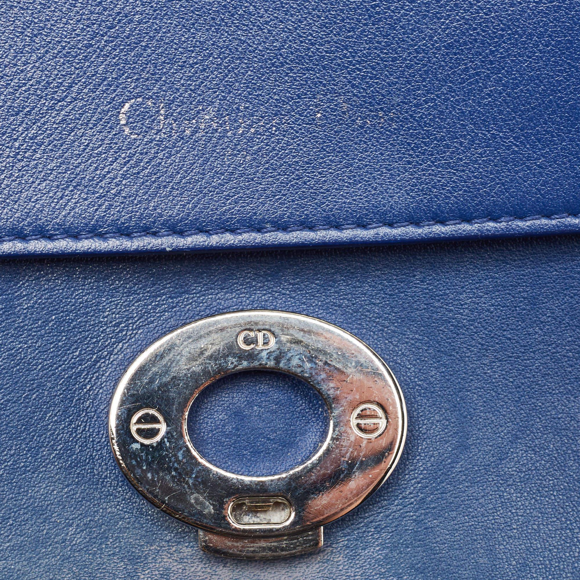 Dior Blue/Green Leather Small Be Dior Flap Top Handle Bag en vente 3