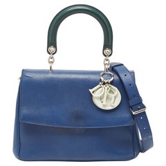 Dior Blau/Grün Leder Kleine Be Dior Klappentasche Top Handle Bag