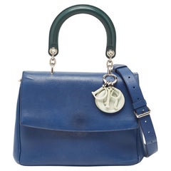 Dior Blue/Green Leather Small Be Dior Flap Top Handle Bag
