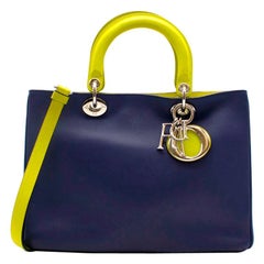 DIor Blue & Green Satin Finish Diorissimo Tote Bag 32cm