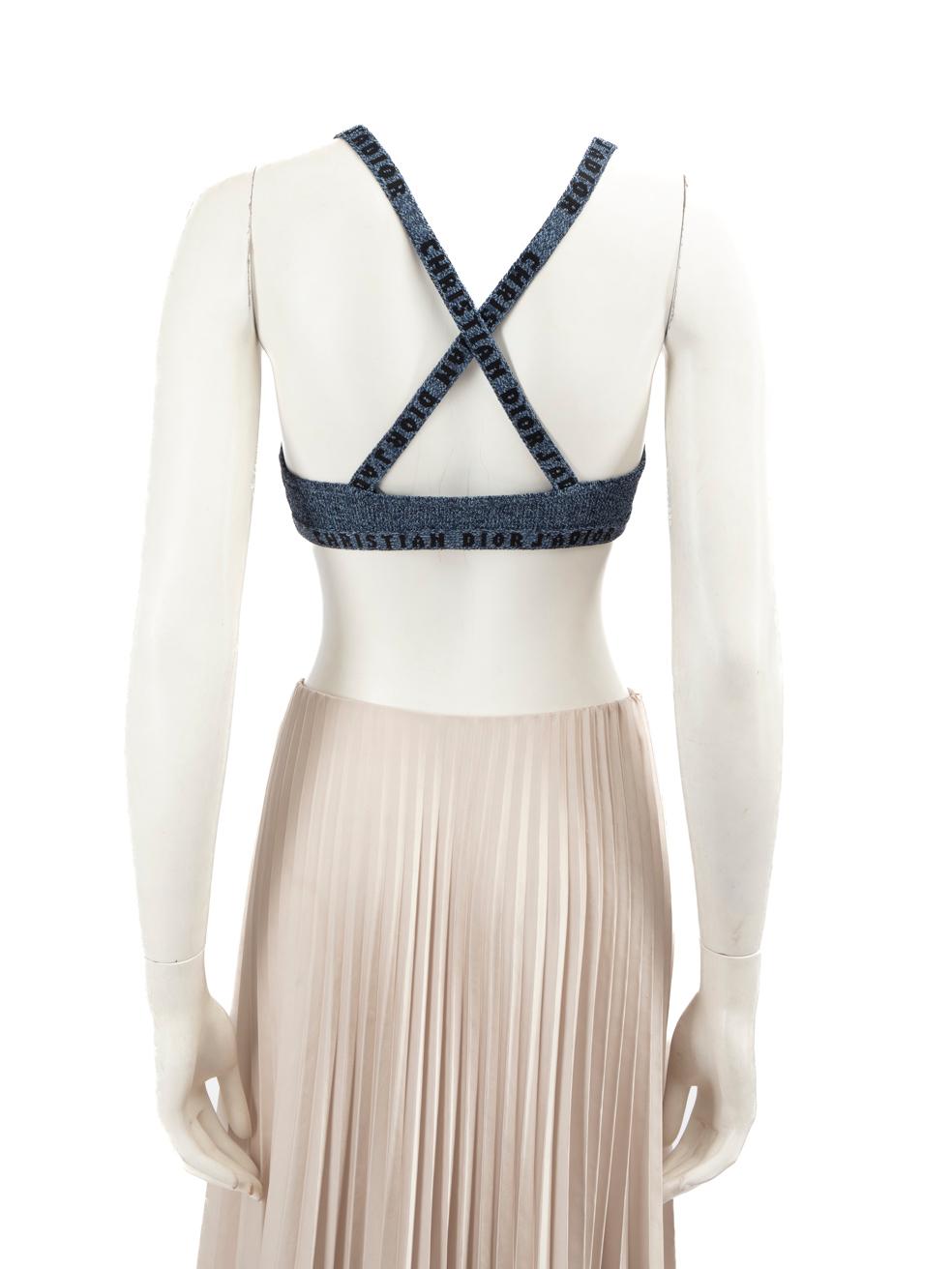 Gray Dior Blue J'adior Embroidered Logo Bralette Top Size S
