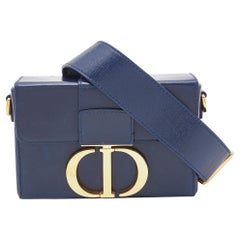 Dior 30 Montaigne Box-Tasche aus blauem Leder