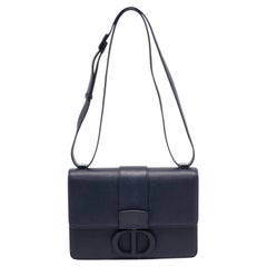 Used Dior Blue Leather 30 Montaigne Flap Shoulder Bag