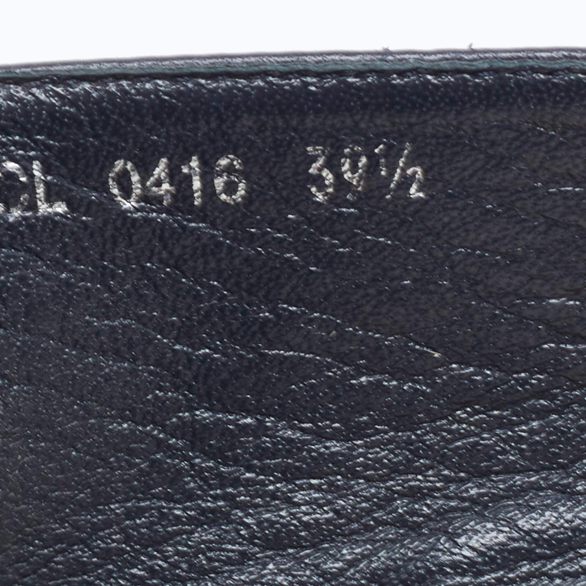 Dior Blue Leather and Denim Crystal Embellished Flat Espadrilles Size 39.5 In Good Condition In Dubai, Al Qouz 2