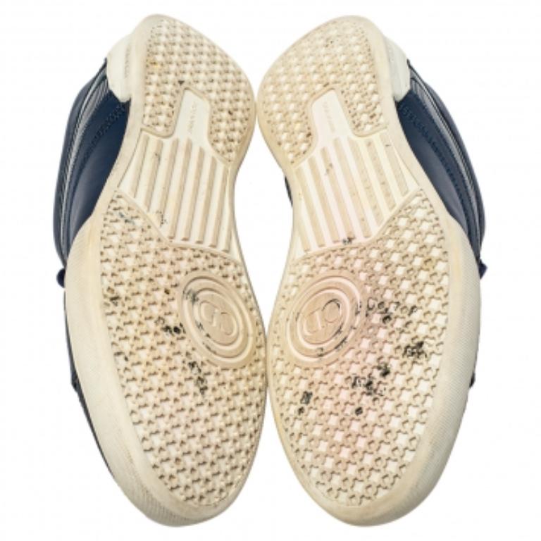 Dior Blue Leather And Suede Low Top Sneakers Size 39.5 For Sale 2