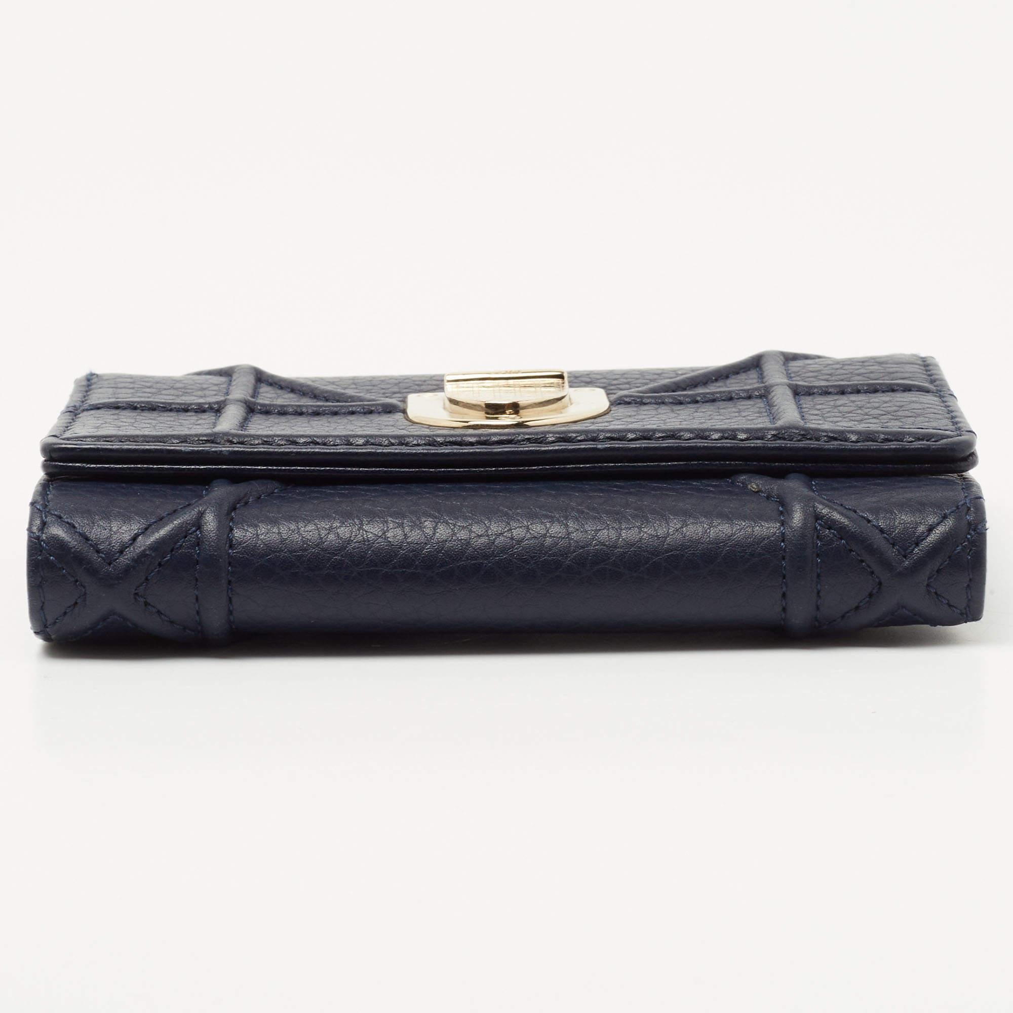 Women's Dior Blue Leather Diorama Trifold Wallet