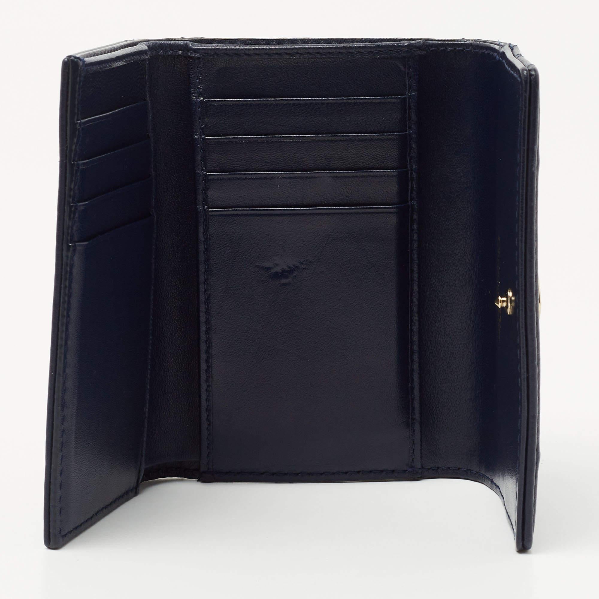 Dior Blue Leather Diorama Trifold Wallet 4