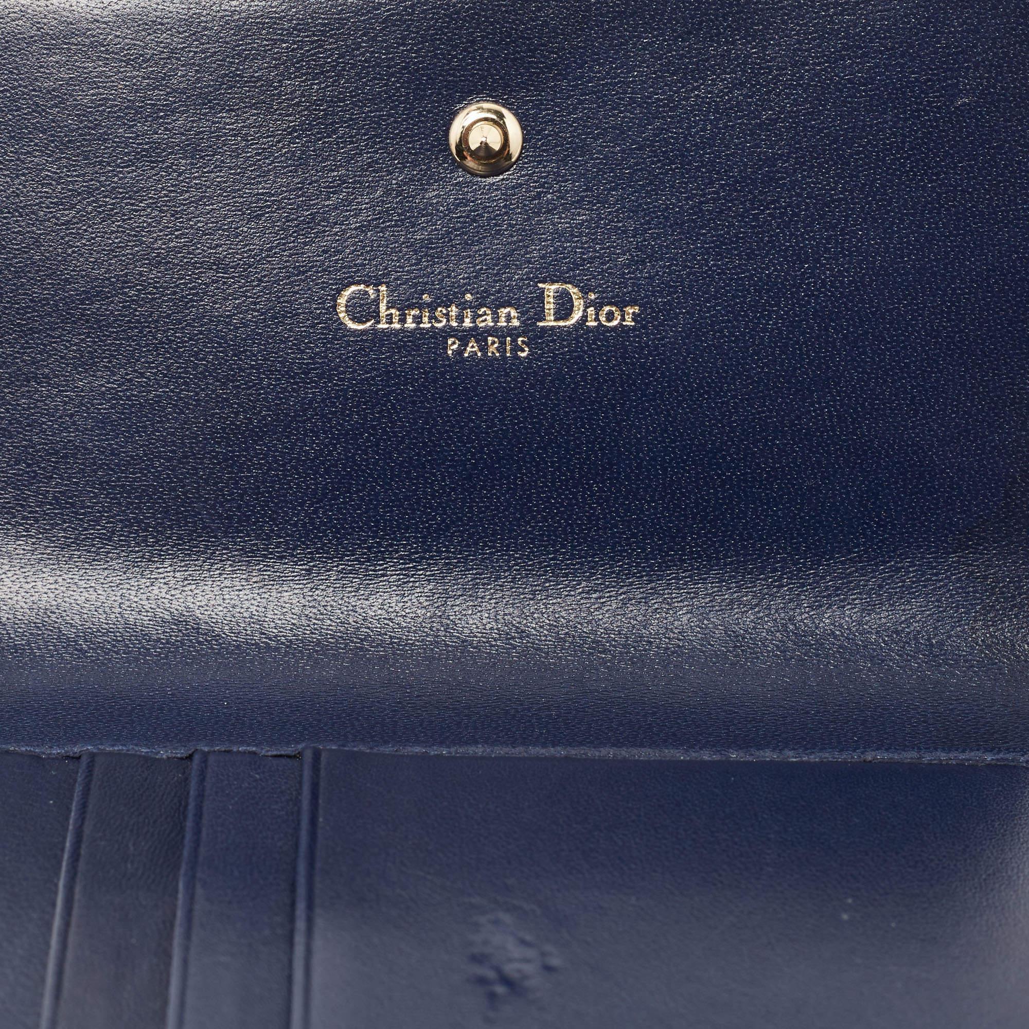 Dior Blue Leather Diorama Trifold Wallet 5