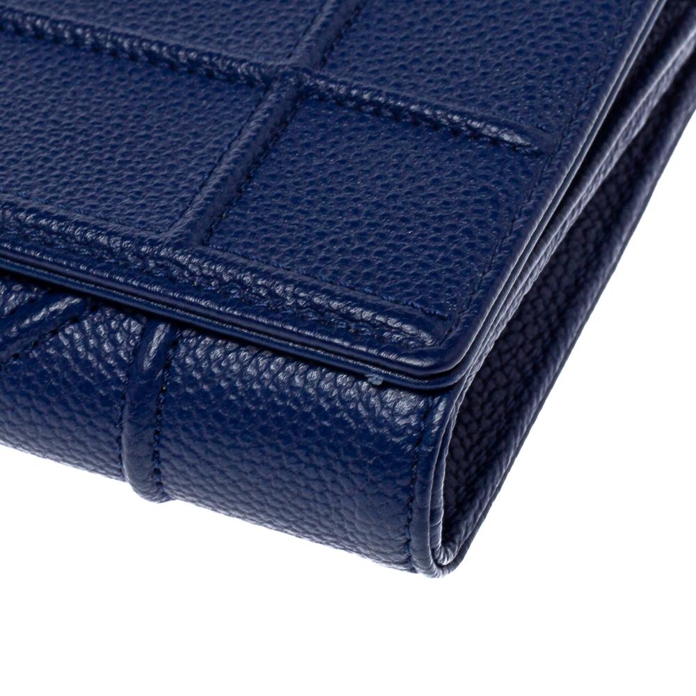 Dior Blue Leather Diorama Wallet on Chain 6