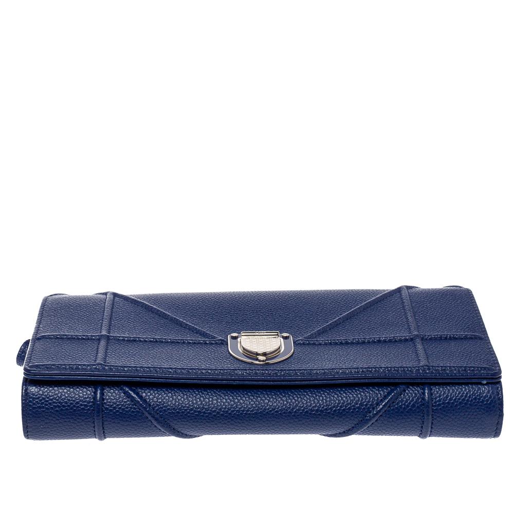 Dior Blue Leather Diorama Wallet on Chain 1