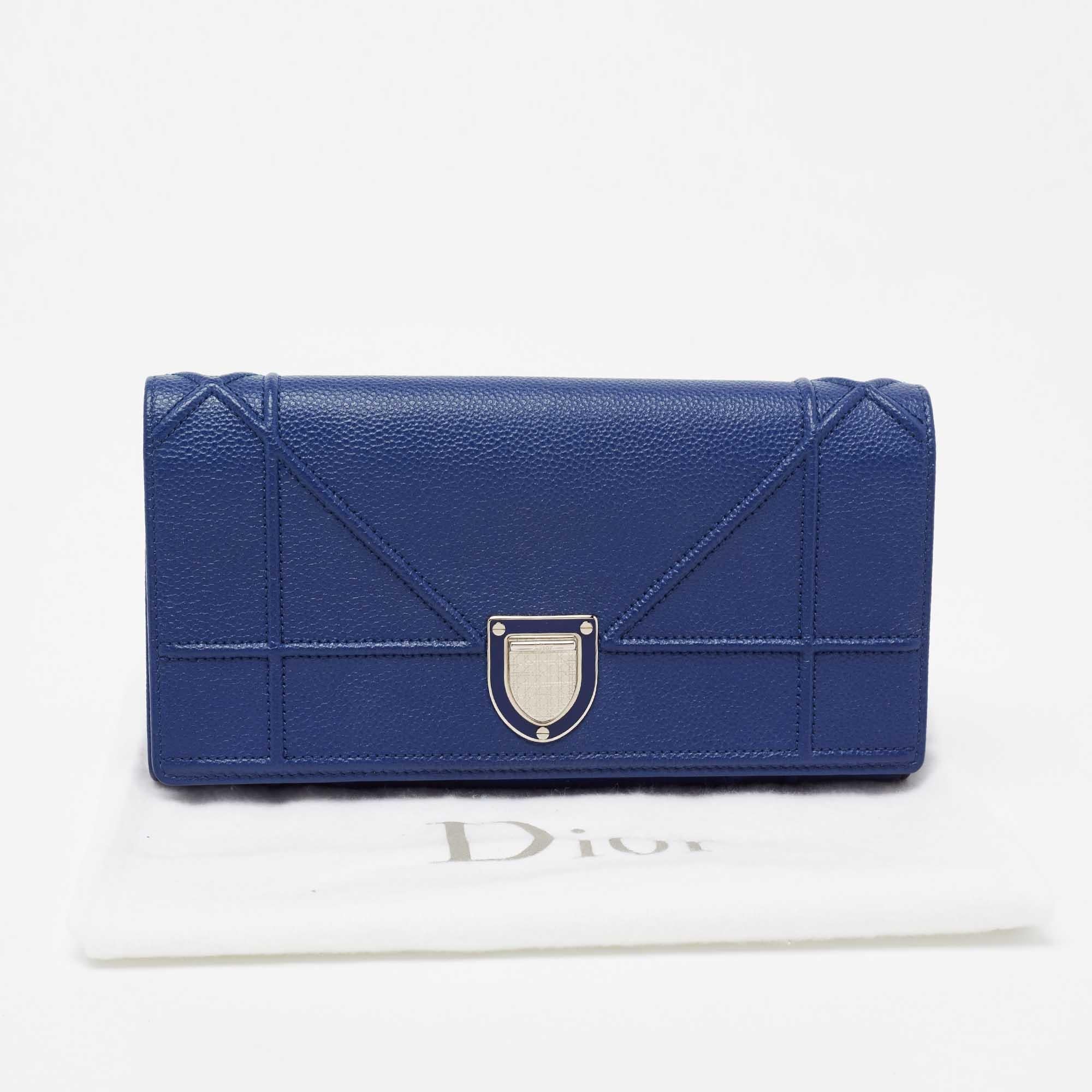 Dior Blue Leather Diorama Wallet on Chain 2