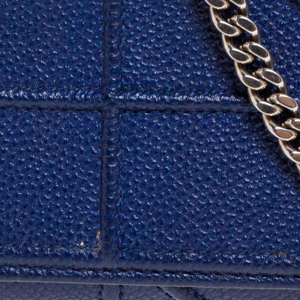 Dior Blue Leather Diorama Wallet on Chain at 1stDibs