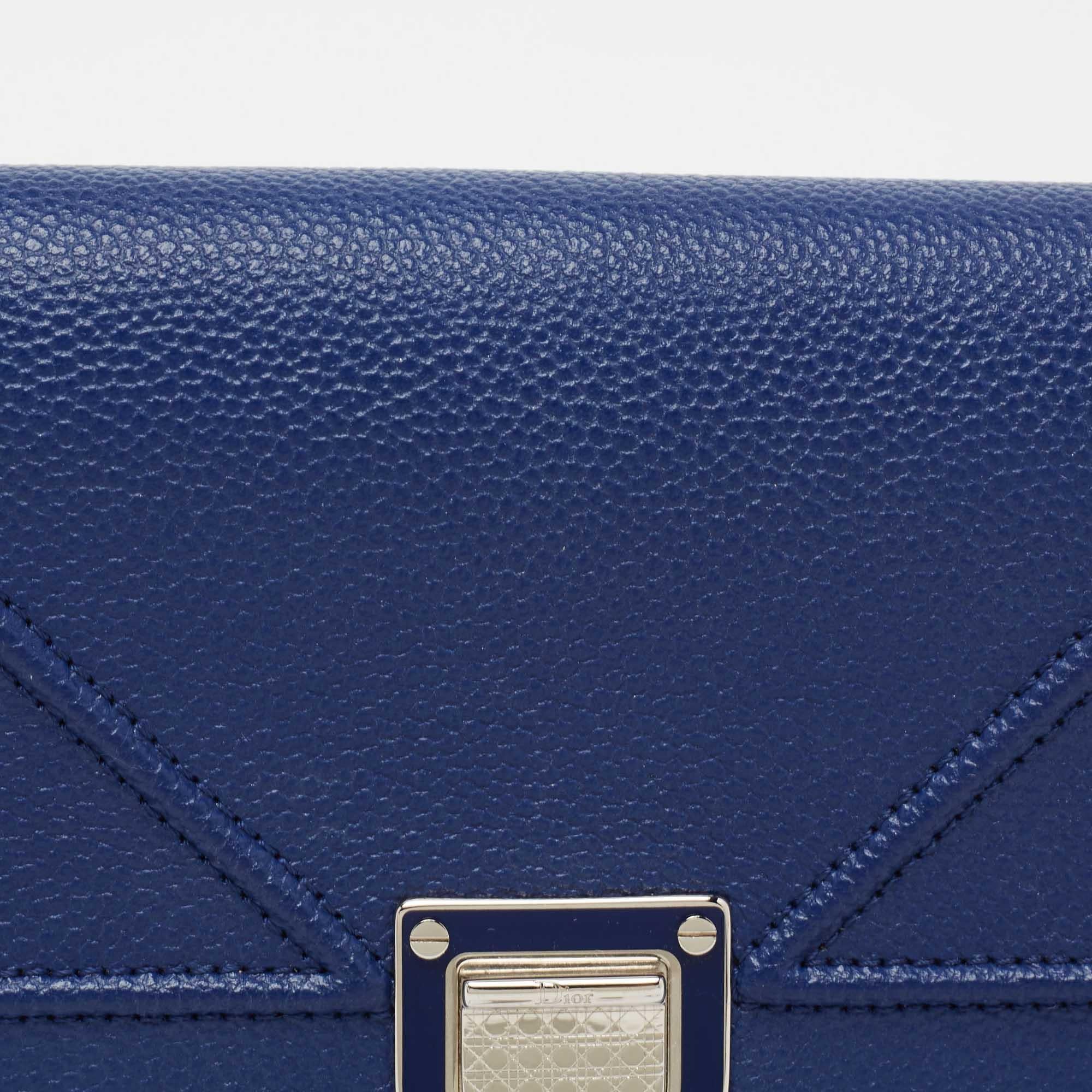 Dior Blue Leather Diorama Wallet on Chain 3