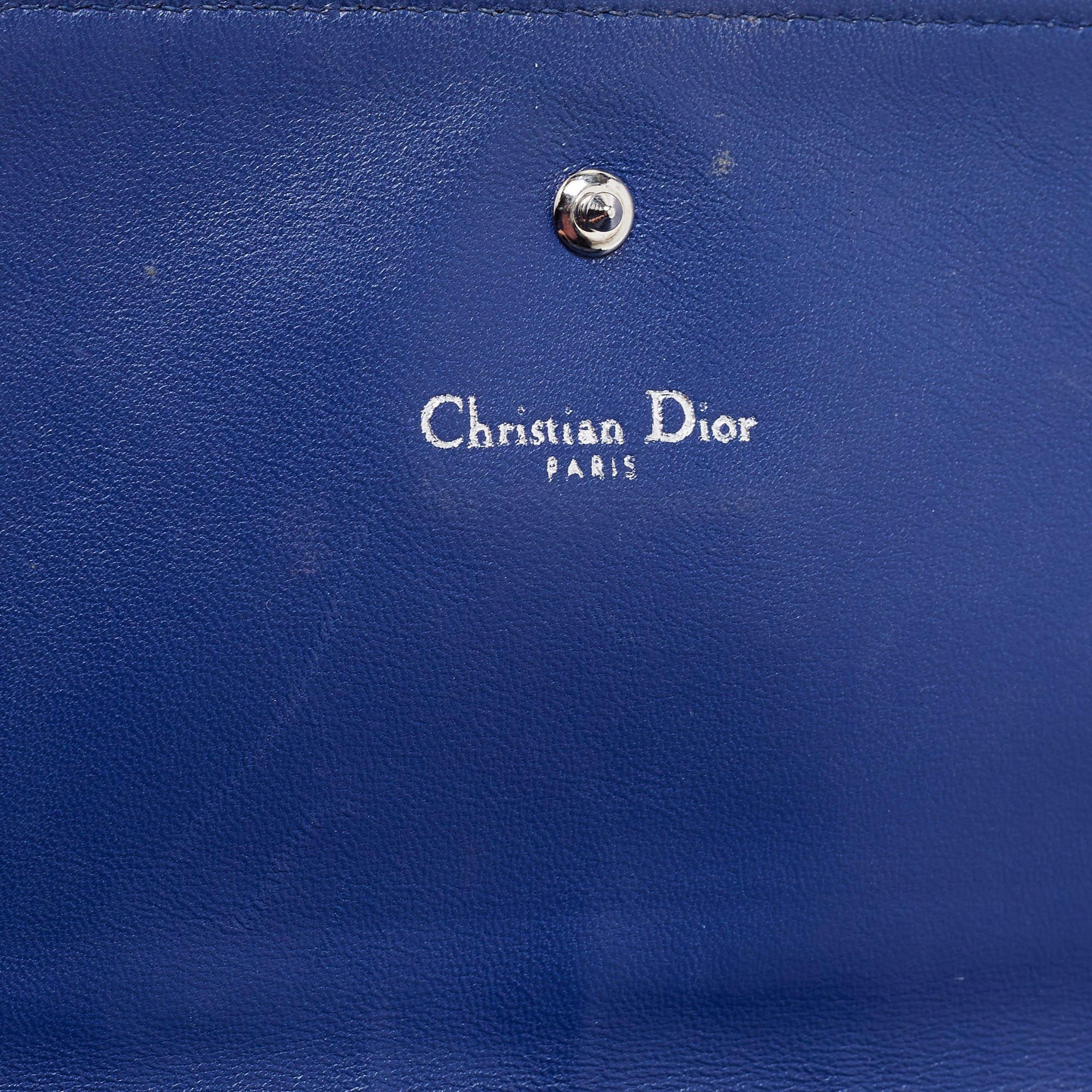 Dior Blue Leather Diorama Wallet on Chain 4