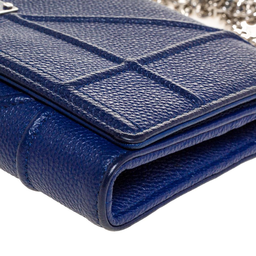Dior Blue Leather Diorama Wallet on Chain 2
