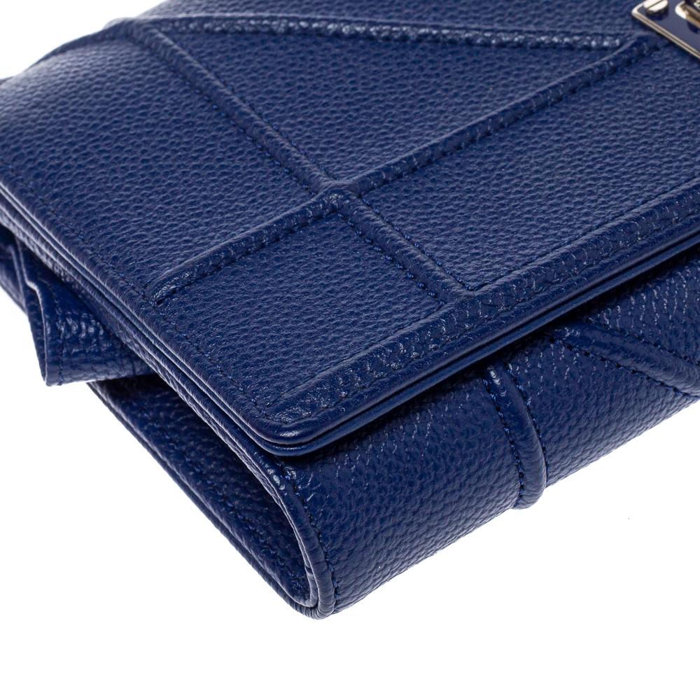 Dior Blue Leather Diorama Wallet on Chain 5