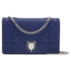 Dior Blue Leather Diorama Wallet On Chain