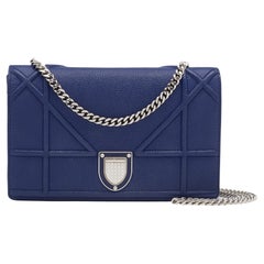 Dior Blue Leather Diorama Wallet On Chain