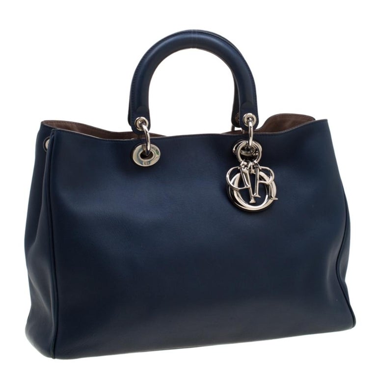 Dior Blue Leather Diorissimo Large Tote Bag at 1stDibs