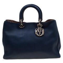 Dior Blue Leather Diorissimo Large Tote Bag