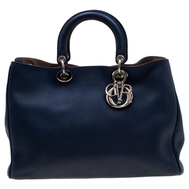 Dior Blue Leather Diorissimo Large Tote Bag at 1stDibs
