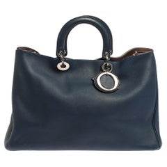 Dior Blaues Leder Extra Große Diorissimo Shopper Tote