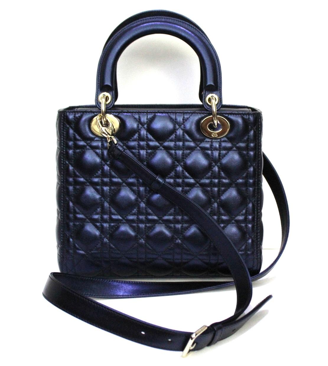 Black Dior Blue Leather Lady Bag