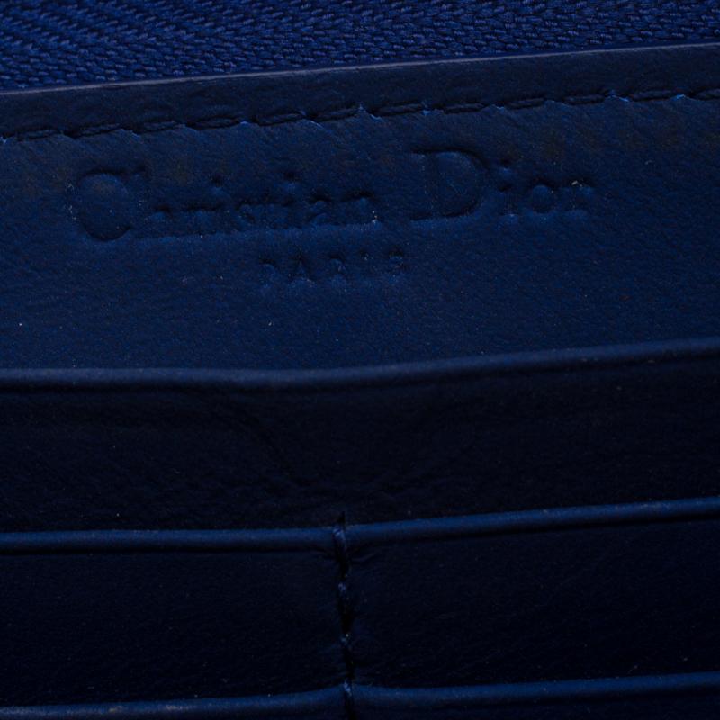 Dior Blue Leather Lady Dior Zip Around Wallet 1