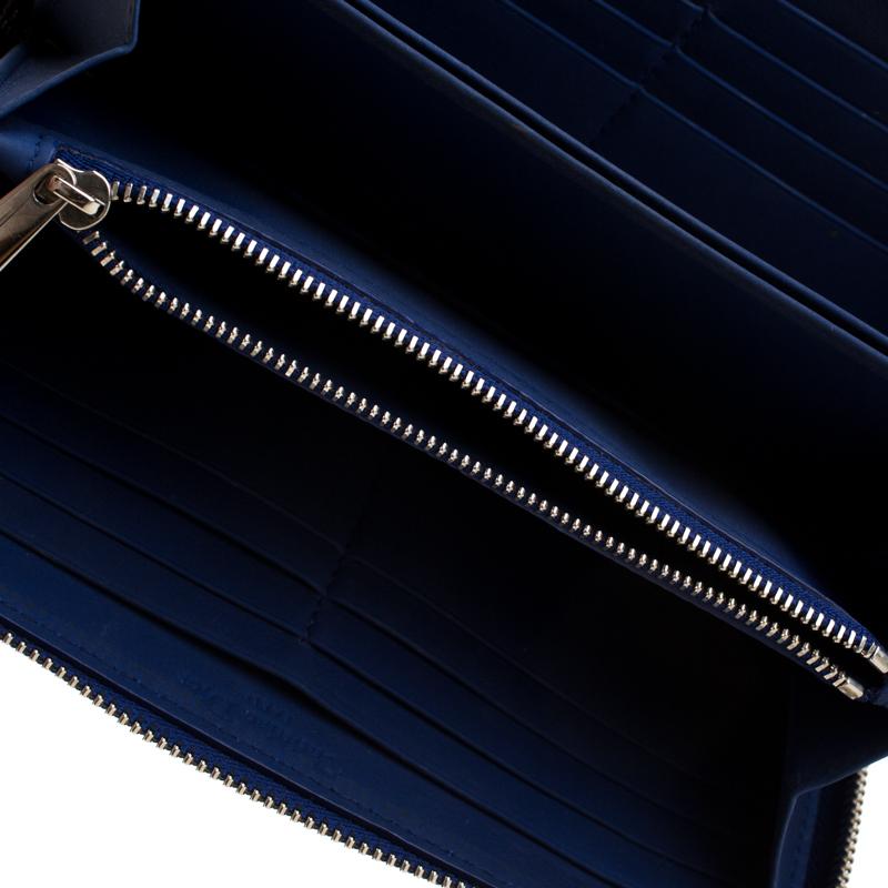 Dior Blue Leather Lady Dior Zip Around Wallet 2