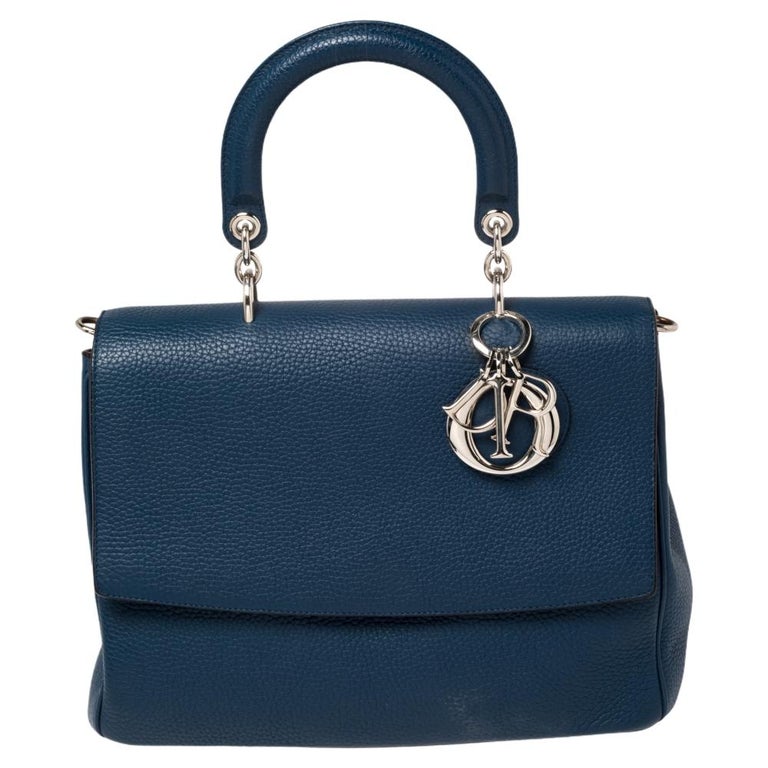 Dior Blue Leather Large Be Dior Flap Top Handle Bag at 1stDibs