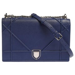 Dior Blue Leather Large Diorama Flap Shoulder Bag