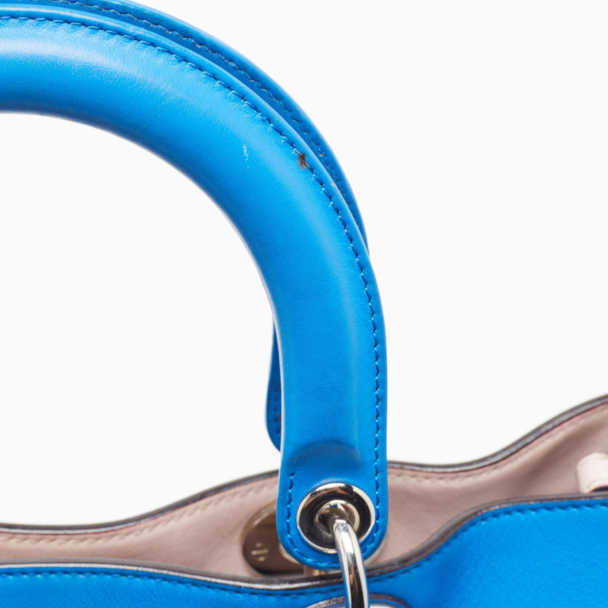 Dior Blue Leather Large Diorissimo Shopper Tote For Sale 6