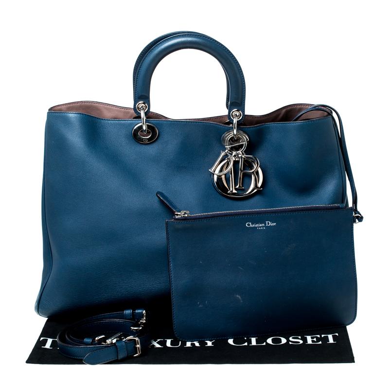 Dior Blue Leather Large Diorissimo Shopper Tote 7