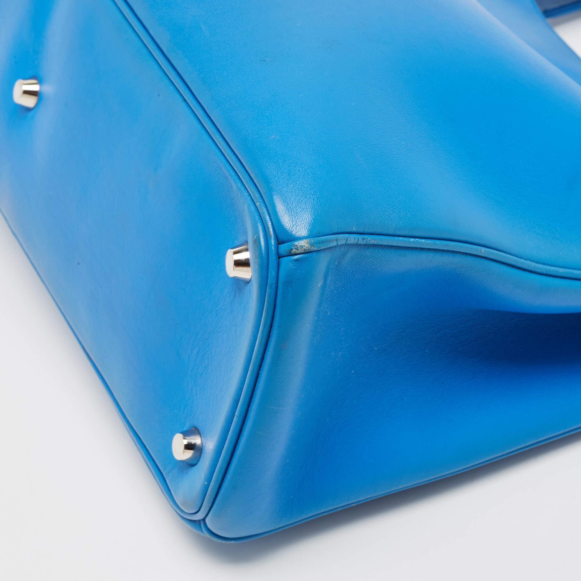 Dior Blue Leather Large Diorissimo Shopper Tote For Sale 10