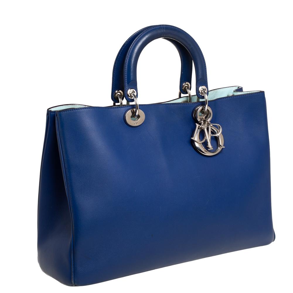 Women's Dior Blue Leather Large Diorissimo Shopper Tote