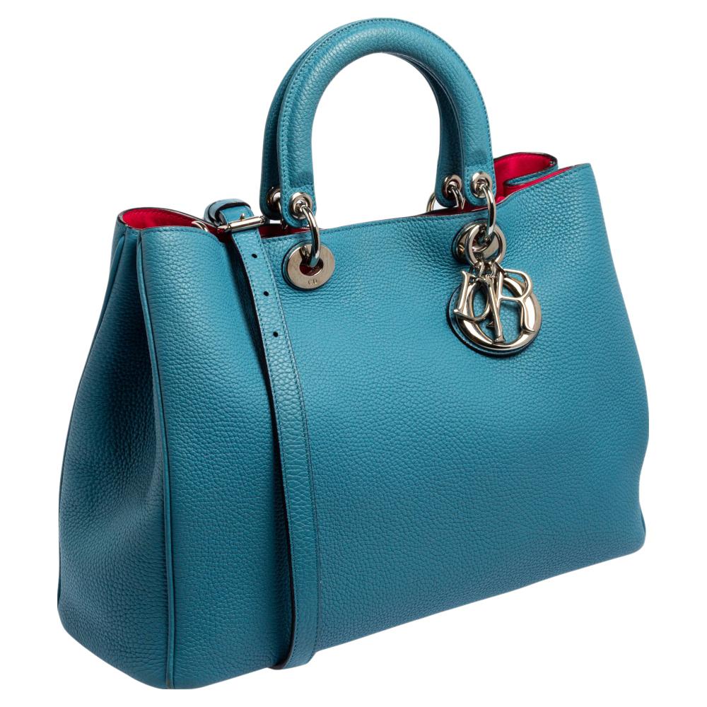 Women's Dior Blue Leather Large Diorissimo Shopper Tote
