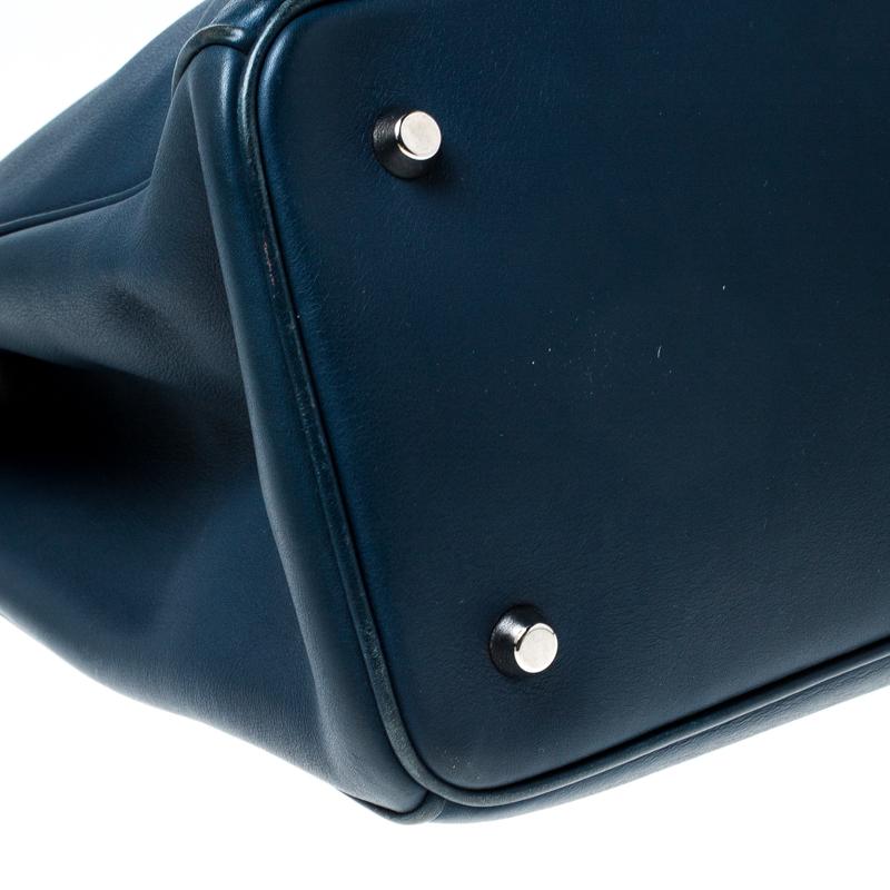 Dior Blue Leather Large Diorissimo Shopper Tote In Good Condition In Dubai, Al Qouz 2