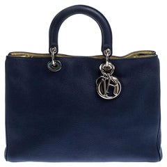 Dior Blue Leather Large Diorissimo Shopper Tote