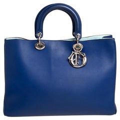 Dior Blaues Leder Große Diorissimo Shopper Tote