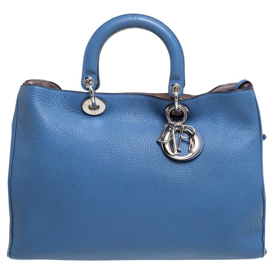 Dior Blue Leather Large Diorissimo Shopper Tote