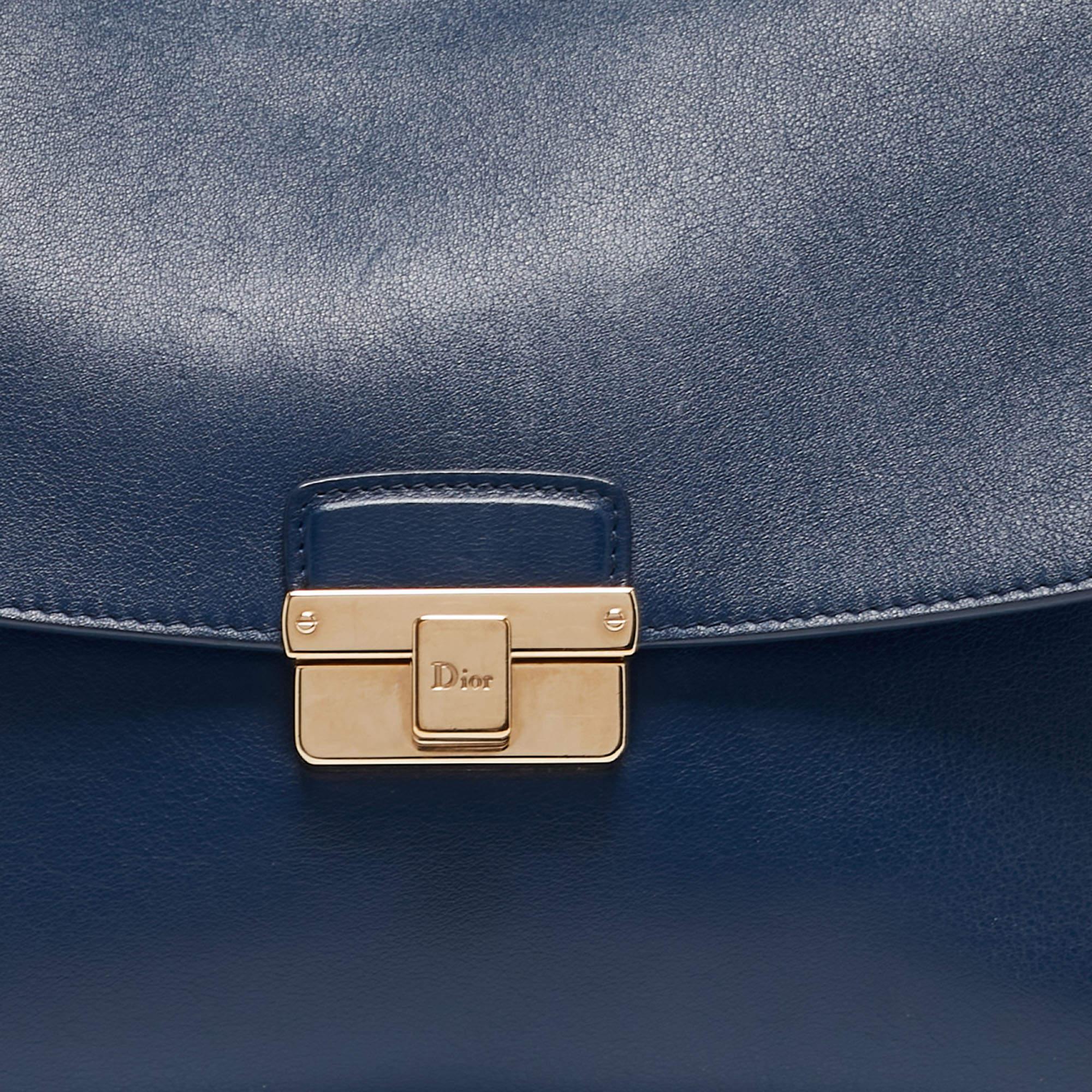Dior Blue Leather Large Diorling Shoulder Bag For Sale 7
