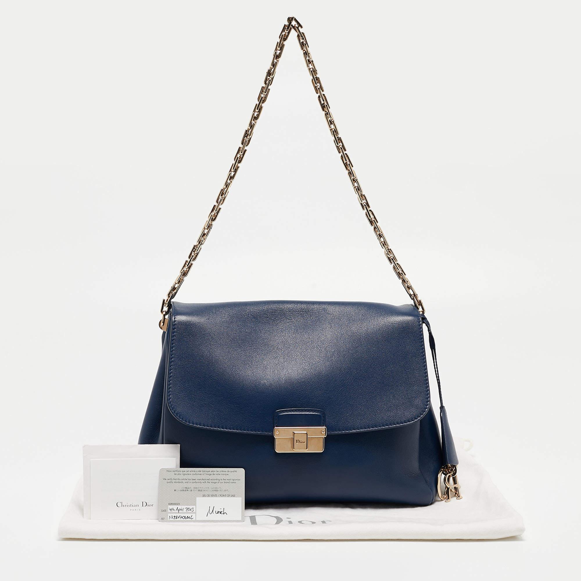 Dior Blue Leather Large Diorling Shoulder Bag For Sale 11