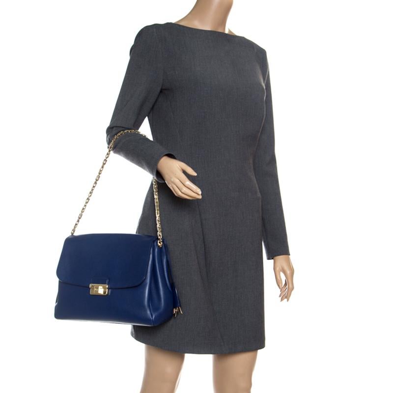 Dior Blue Leather Large Diorling Shoulder Bag In Good Condition In Dubai, Al Qouz 2