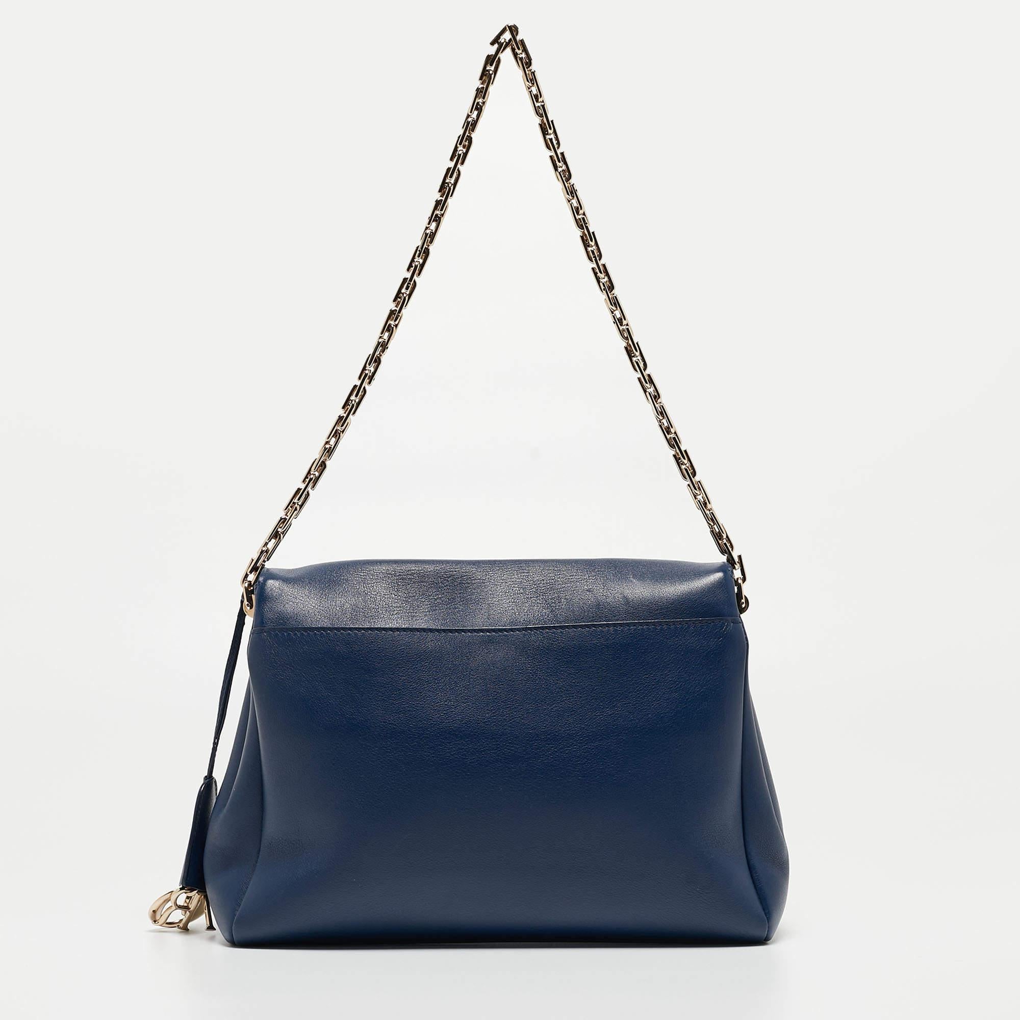 Dior Blue Leather Large Diorling Shoulder Bag For Sale 4