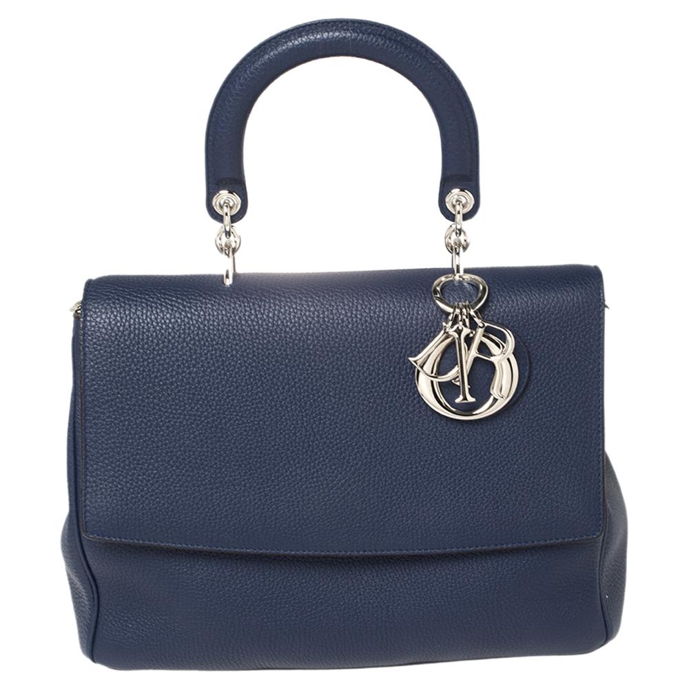 Dior Blue Leather Medium Be Dior Flap Bag