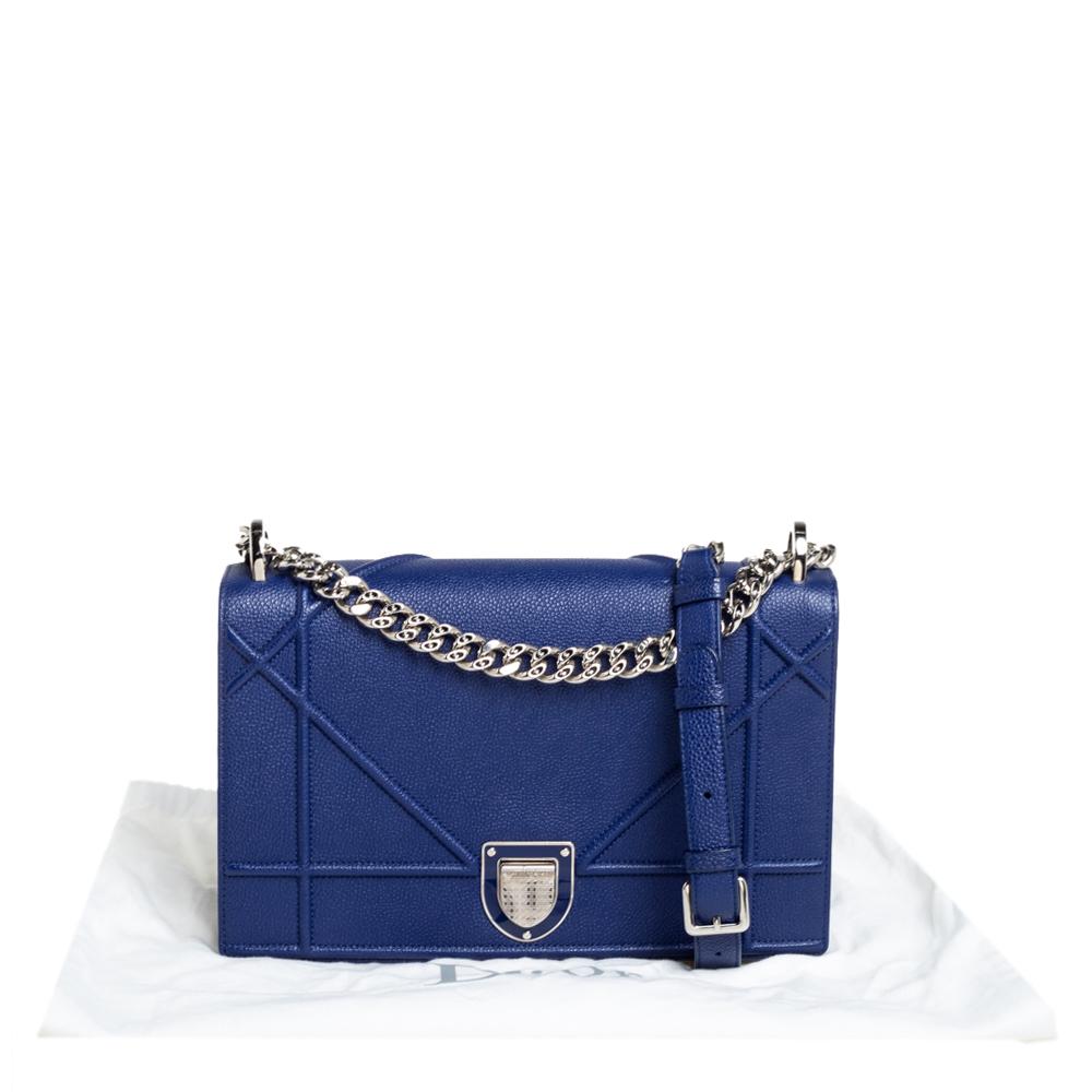 Dior Blue Leather Medium Diorama Flap Shoulder Bag 6