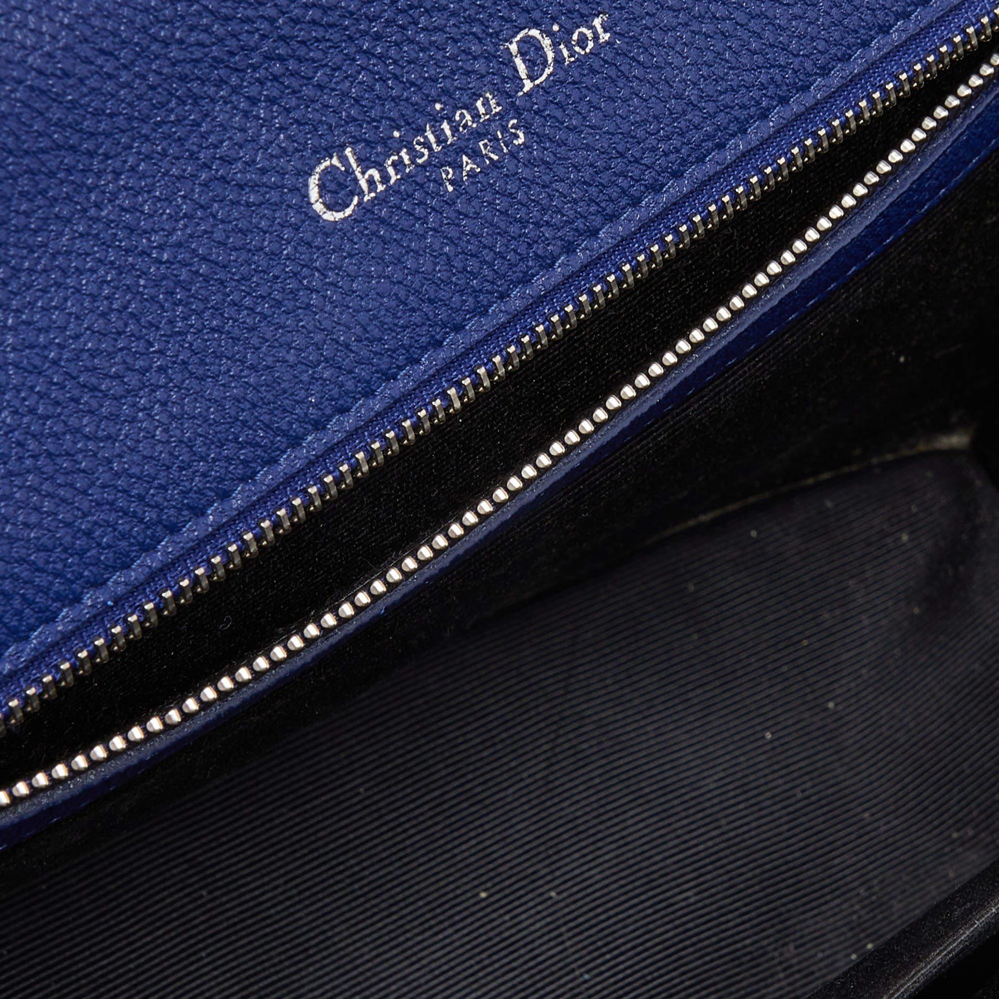 Dior Blue Leather Medium Diorama Flap Shoulder Bag For Sale 2