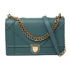 Dior Blue Leather Medium Diorama Flap Shoulder Bag at 1stDibs